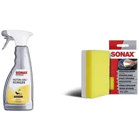 SONAX Motor+KaltReiniger (500 ml) beseitigt schnell und zuverlässig alle Öl- und Fettverschmutzungen & ApplikationsSchwamm (1 Stück) zum Auftragen und Verarbeiten von Polituren, Wachsen etc.