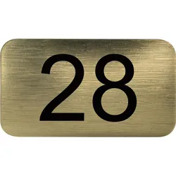 Nummernschild selbstklebend, 35 x 20 mm, Type 28, Kunststoff gold metallic