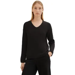 Tom Tailor Damen Pullover KNIT V-NECK Regular Fit Deep Schwarz 14482 L