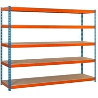 Simonrack Ecoforte Metall-Schwerlastregal  (H x B x T: 200 x 180 x 45 cm, Traglast: 400 kg/Boden, Anzahl Böden: 5 Stk., Stecken, Blau/Orange)