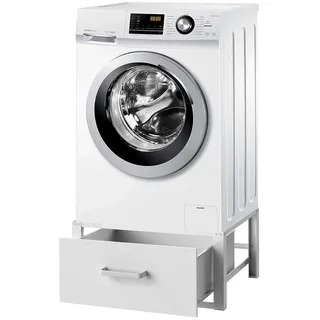 DanDiBo Ambiente DanDiBo Waschmaschinen Untergestell mit Schublade Metall Weiß 96502 Waschmaschinenunterschrank Waschmaschinensockel Erhöhung Podest Modern Gummiert -