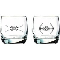 Star Wars Glass Set - X-Wing & TIE Fighter - Collectible Gift Set of 2 Glasses - 10 oz Capacity - Classic Design - Heavy Base