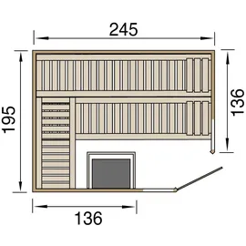 Weka Kemi 2,45 x 1,95 x 1,99 m inkl. 7,5 kW Saunaofen