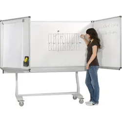 Freistehende Klapptafel aus Stahl, Whiteboard, Serie KLST in weiß