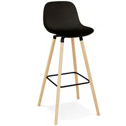 KADIMA DESIGN Barhocker Skandinavisch Kunststoff | Barstuhl mit Holzbeinen | Hocker mit Fußstütze | Modern Skandinavisch | Sitzhöhe 75 cm 49x49x99 cm | Kadima