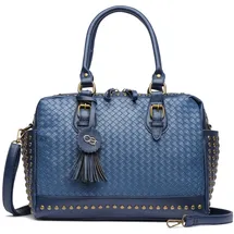 COLLEZIONE ALESSANDRO Schultertasche Berlin XL-Tasche mit Nieten und Flechtung von COLLEZIONE alessandro - Marine