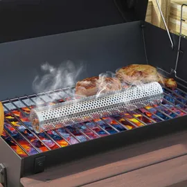 vidaXL Holzkohlegrill mit Räuchertuben 91 x 71 x 107 cm schwarz