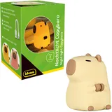 IDENA 40386 - LED Nachtlicht Capybara, Lampe aus Silikon mit Farbwechsel und Dimmer, ca. 11 cm groß, wiederaufladbar, USB Ladekabel inklusive, Beige