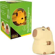 IDENA 40386 - LED Nachtlicht Capybara, Lampe aus Silikon mit Farbwechsel und Dimmer, ca. 11 cm groß, wiederaufladbar, USB Ladekabel inklusive, Beige