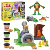 PLAY-DOH Teenage Mutant Ninja Turtles Pizza Spielset mit Pizzaofen, 4 Dosen Knete und Action-Figur
