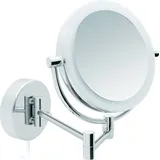 Libaro LED Kosmetikspiegel Modena Vergrößerungsspiegel (5x / 10x) 360° Schminkspiegel mit Wandmontage und Dimmerfunktion - Silber