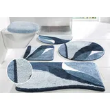 MY HOME Badematte »Magnus, Badvorleger, Badezimmer Teppich«, rutschhemmend beschichtet, strapazierfähig-schnell trocknend, mehrfarbig, Badteppich, Badematten auch als 2 teiliges Set & rund my home dunkelblau rechteckig cm x cm)