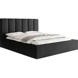 WFL GROUP Polsterbett, Schwarz Hochglanz, Holz, 140x200 cm, Schlafzimmer, Betten, Polsterbetten