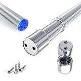 Rocoel Kleiderstange und Beschläge - Edelstahl Ausziehbare Kleiderstange mit Endbuchsen & Schrauben - Schwerlast & Rostbeständig für Kleiderschrank, Dusche, Balkon, Fenster (106-200cm)