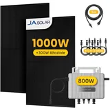 Powerness Balkonkraftwerk, 2x JA Solar 500W Bifacial Glas-Glas Module & EcoFlow STREAM 800W Mikro-Wechselrichter,4x Anschlusskabel für Balkonkraft...