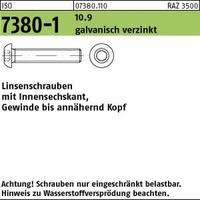 Potsdamer Schrauben 100 Innensechskant Linsenkopfschrauben ISO 7380-1 M 12 x 35 verzinkt A2F, Stahl