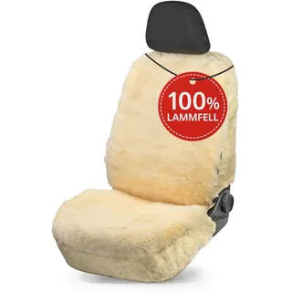 Walser Lammfell Autositzbezug Mona, 100% Lammfell Sitzbezug für Auto, 1 Stück Lammfell Sitzbezüge Auto Vordersitze, Autositzbezug Lammfell, Autositzbezug Fell, Lammfell Autositz beige