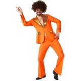 Suitmeister Herren Disco Kostüm - Perfekt für Disco Partys - 70er Jahre Retro Outfit - Inklusive Blazer, Hose und Krawatte - Orange