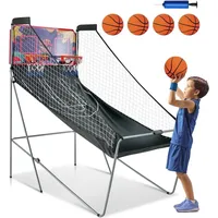 Costway Basketballkorb Basketballständer Basketball Automat Basketballspiel Schießmaschine Elektronische Automatische Score, inkl. 4 Bällen klap...
