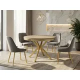 WFL GROUP Esstisch Dina (erhältlich in 3 Größen – 90/100/120 cm ausziehbar auf 170/180/200 cm), platzsparender Tisch in Holzoptik für Küche, Esszimmer oder Wohnzimmer braun 90 cm x 76 cm x 90 cm