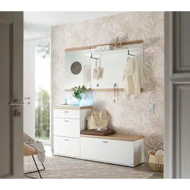 Set One by Musterring Highboard "Lancaster Dielen", weiß (weiß matt mit eiche artisan), B:60,7cm H:91cm T:36,9cm, SET ONE BY MUSTERRING, Sideboards, Highboard, inklusive LED-Beleuchtung, in 2 Farben erhältlich, B 61 x H 91 cm