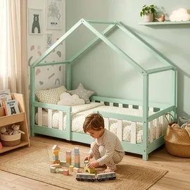 [en.casa] Kinderbett Treviolo 70 x 140 cm Kiefer mintgrün/weiß