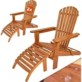 CASARIA 2x Sonnenliege Holz Wetterfest Klappbar 160kg Belastbarkeit Fußstütze Armlehnen Garten Balkon Terrasse Holzstuhl Liege Ergonomisch