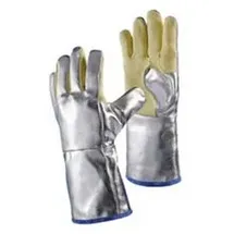 JUTEC Hitzehandschuhe, L.38cm, Aramid/Preox-Aramid-Alu 5 Finger / Kat.III max.1000°