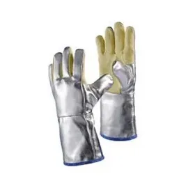 JUTEC Hitzehandschuhe, L.38cm, Aramid/Preox-Aramid-Alu 5 Finger / Kat.III max.1000°