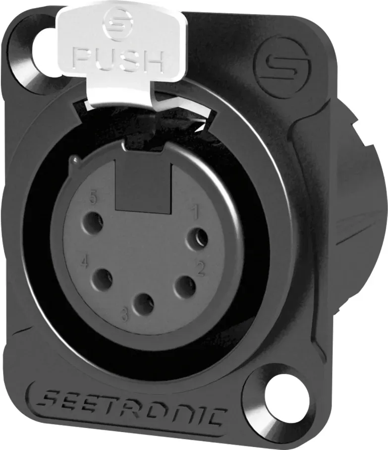 Seetronic XLR 5P Chassis - female Silberkontakte - schwarzes Gehäuse
