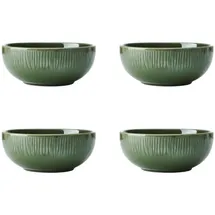 Mikasa Jardin 4-teiliges Müslischalen-Set, grün, Service für 4, Set aus 4 Steingut-Müslischalen, 15cm Suppenschalen - Geschenkkarton & spülmaschinenfestes Geschirr