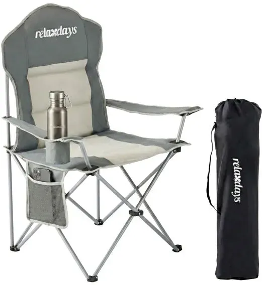 Relaxdays Faltbarer Camping Stuhl Beige,Silber,Grau