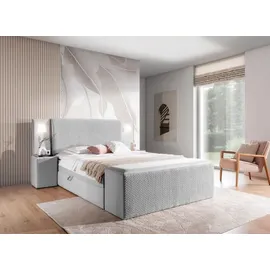 Fun Möbel Boxspringbett Bett MARTEN 180x200cm in Stoff Magic Velvet Hellgrau Set.1 - Grau