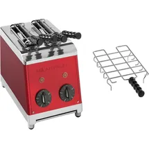 Milantoast 2-er Toaster mit Zangen mit Brötchenaufsatz - Rot