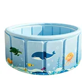 Faltbarer Hundepool & Planschbecken Für Kinder Ohne Aufblasen, Tragbarer Pool Aus Robustem PVC Für Garten Balkon Outdoor, Schnell Klappbar Schwimmbecken FürHunde & Kleinkinder, Blau