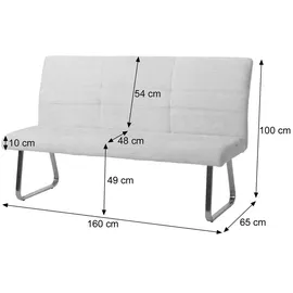 MCW Esszimmer-Set MCW-G55, 4er-Set Stuhl + Sitzbank 160cm, Edelstahl gebürstet Stoff/Textil Chenille ~ creme