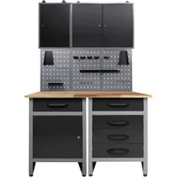 Ondis24 Werkstatt Set 120cm 2x Werkbank Metall 2x Werkzeugschrank