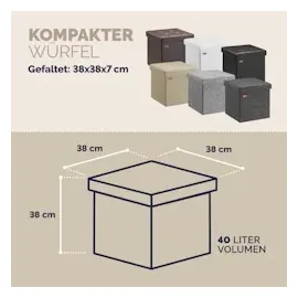 CASARIA Sitzhocker Weiß Kunstleder 38x38x38cm faltbar