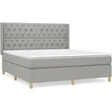 vidaXL Boxspringbett mit Matratze Hellgrau 160x200 cm Stoff