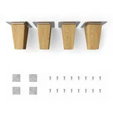 Sossai Möbelfüße aus Massivholz Eiche mit Öl-Finish, Clif Square HMF3, 8 cm hoch, eckig, gerade Ausführung, für Kommoden, Regale, Schränke