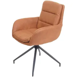 Mendler 6er-Set Esszimmerstuhl HWC-K32, Küchenstuhl Lehnstuhl Stuhl, drehbar Auto-Position, Stoff MVG ~ Wildleder-Optik braun