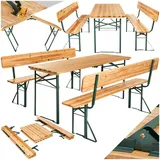 Tectake tectake® Bierzeltgarnitur, 3-teilig, für bis zu 8 Personen, beschichtetes Stahlgestell mit robusten Scharnieren, robustes Tannenholz mit Schutzlackierung