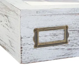 Mendler Aufbewahrungsbox HWC-C25, Teebox Schmuckkästchen Kiste, Paulownia 17x37x33cm ~ weiß, shabby