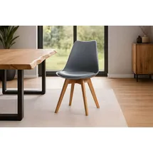 Sam Esszimmer Schalenstuhl & Polster Kunstleder grau Stuhlbein Massivholz eichefarben lovelace