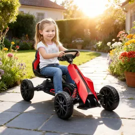Homcom Gokart Kinderfahrzeug mit verstellbarem Sitz, Handbremse