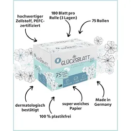 glücksblatt Toilettenpapier 3-lagig 75 Rollen x 180 Blatt