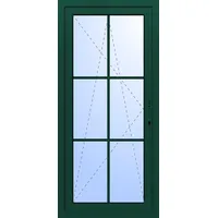 Balkontür "GEORG" 74 mm 3-fach Verglasung Kunststoff 6 Sprossenfelder (abschließbar) Moosgrün RAL 6005 innen öffnend DIN rechts
