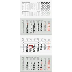 Brunnen 3-Monatskalender Wandkalender 32x74cm 3 Monatsblöcke 2026