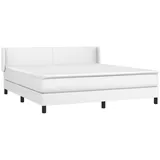 vidaXL Boxspringbett mit Matratze Weiß 160x200 cm Kunstleder