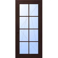 Balkontür "GEORG" 74 mm 3-fach Verglasung Kunststoff 8 Sprossenfelder (abschließbar) Mahagoni holzähnlich innen öffnend DIN links